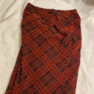 Striped Red & Maroon Midi Skirt (M) (Nasty Gal)